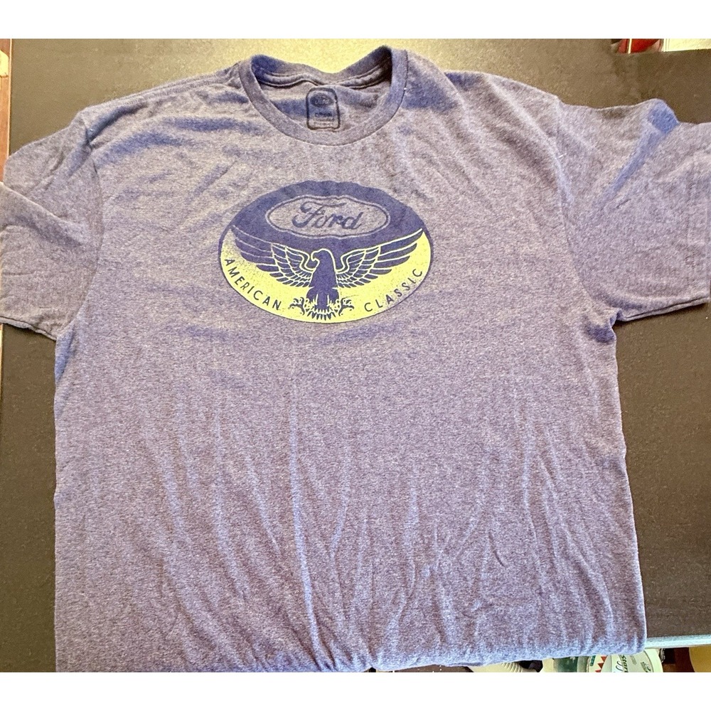 Ford Classic Eagle Logo T Shirt Mens American New L Blue‎ Cotton/Poly Blend Tee